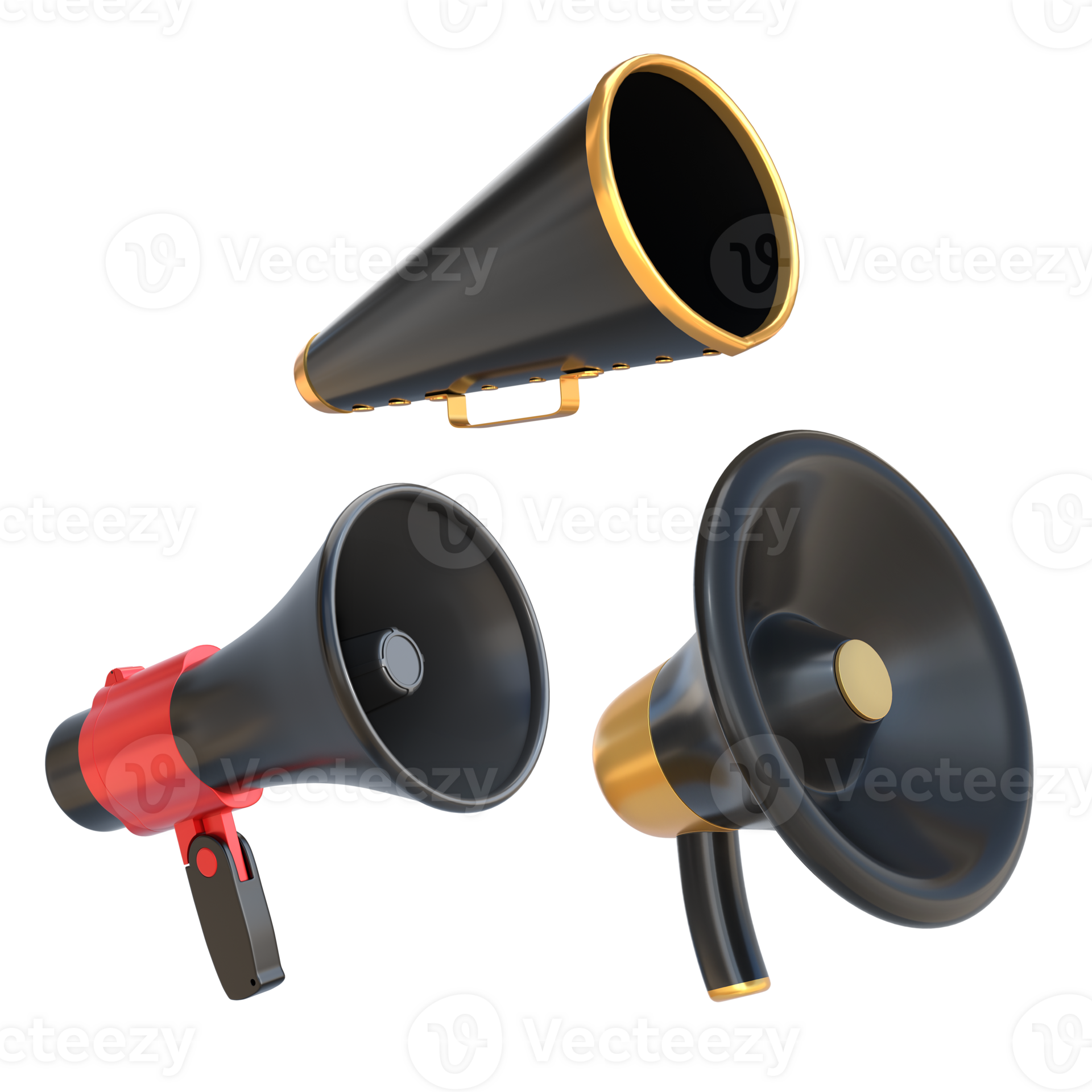 3D Rendering Different Types Of Megaphones 34412543 PNG