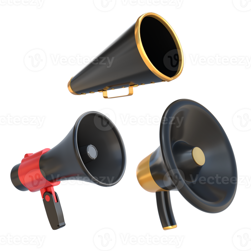 3D Rendering Different Types Of Megaphones png