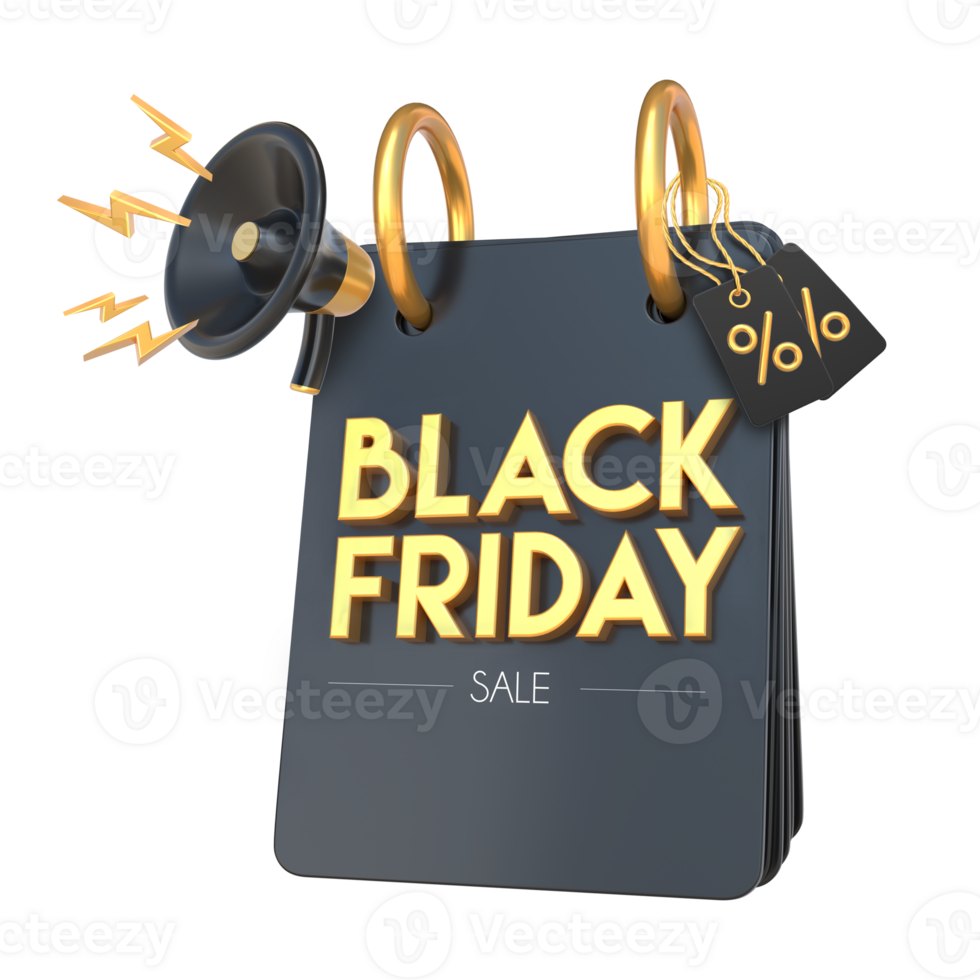 Black Friday Sale With 3D Rendering Black And Golden Calendar With Black Friday Text png