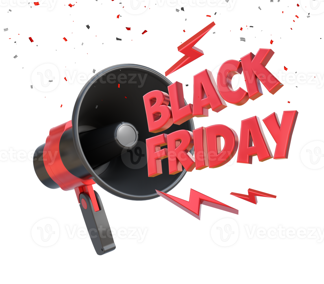 3D Rendering Portable Megaphone With Black Friday Letters png