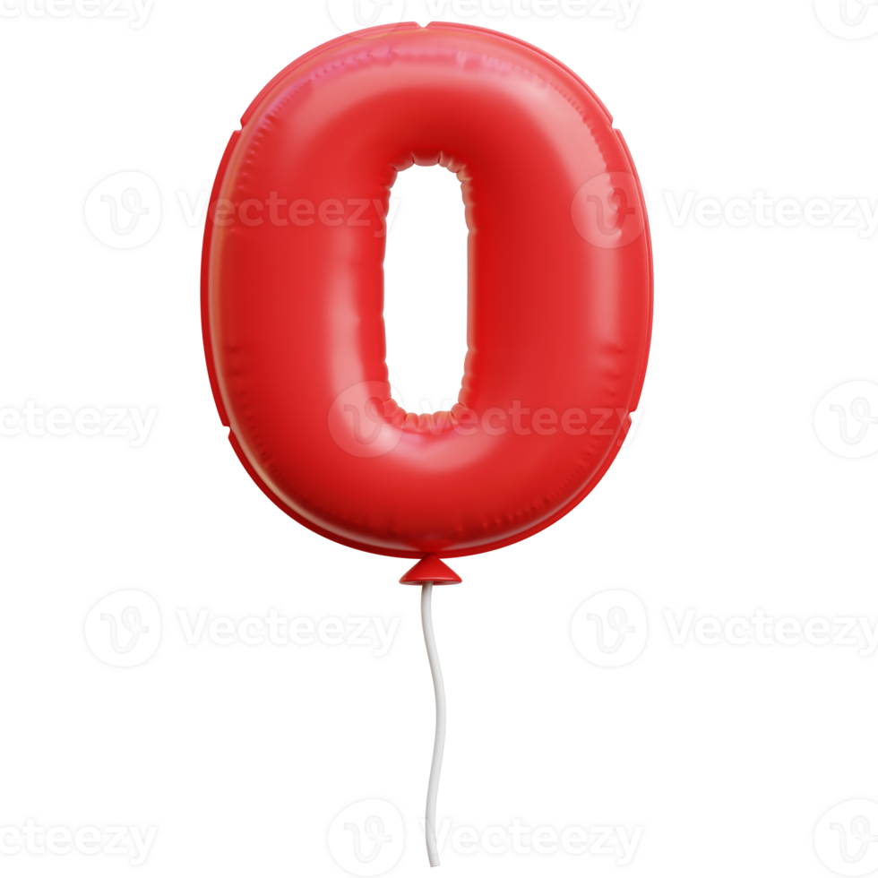 Balloon Number Zero 3D Icon Illustrations png