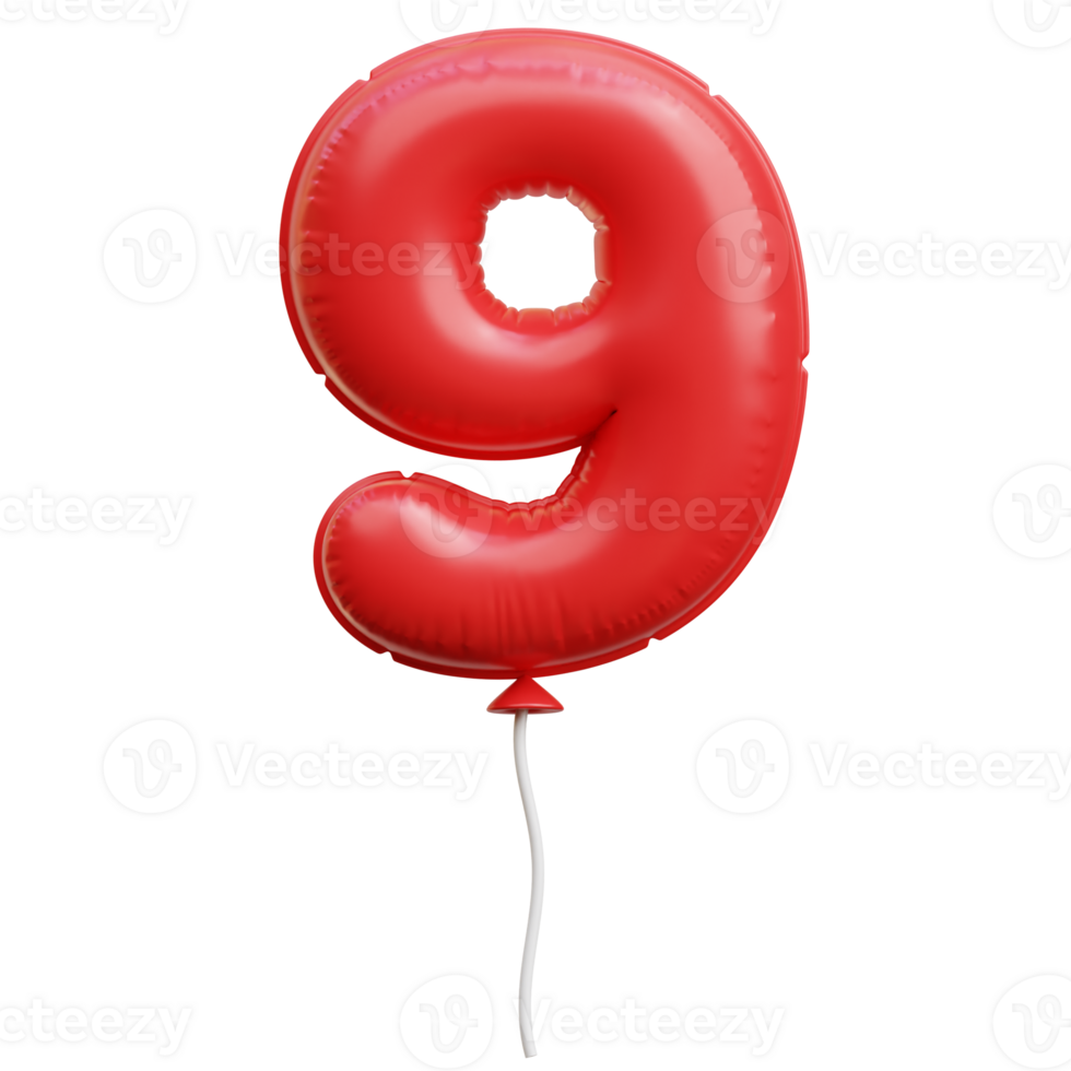 Balloon Number Nine 3D Icon Illustrations png