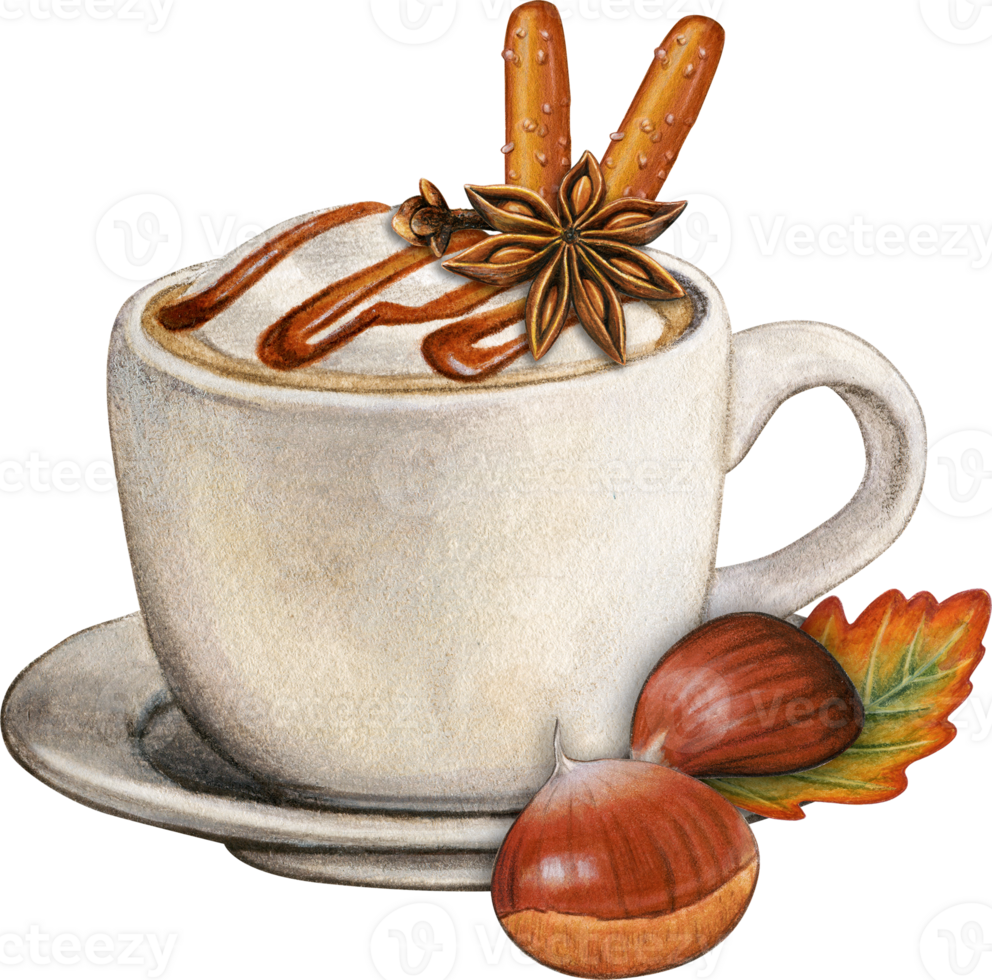 Watercolor hand drawn hot flavoured coffee png