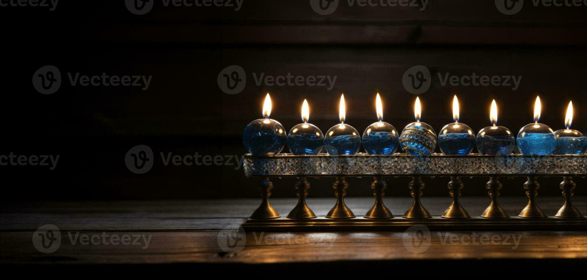 Hanukkah Menorah with All Candles Lit photo