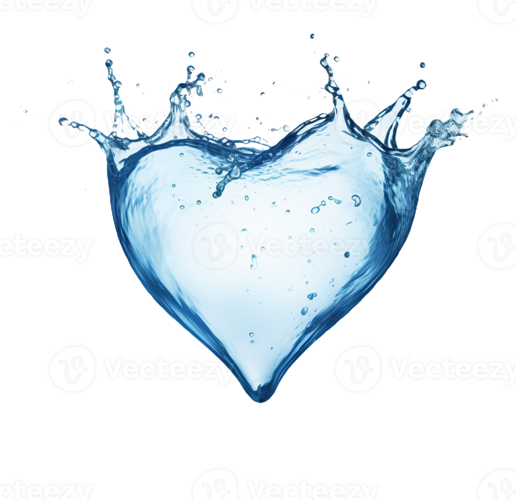 Heart shape water splash isolated on transparent background png