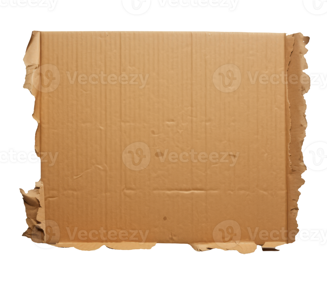 Brown corrugated torn cardboard isolated on transparent background png