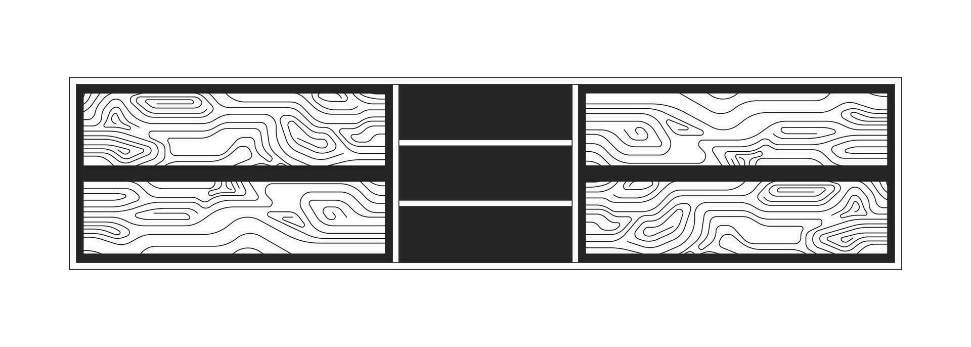 Console table home black and white 2D line cartoon object. Media storage cabinet. Entryway furniture isolated vector outline item. Television stand modern monochromatic flat spot illustration