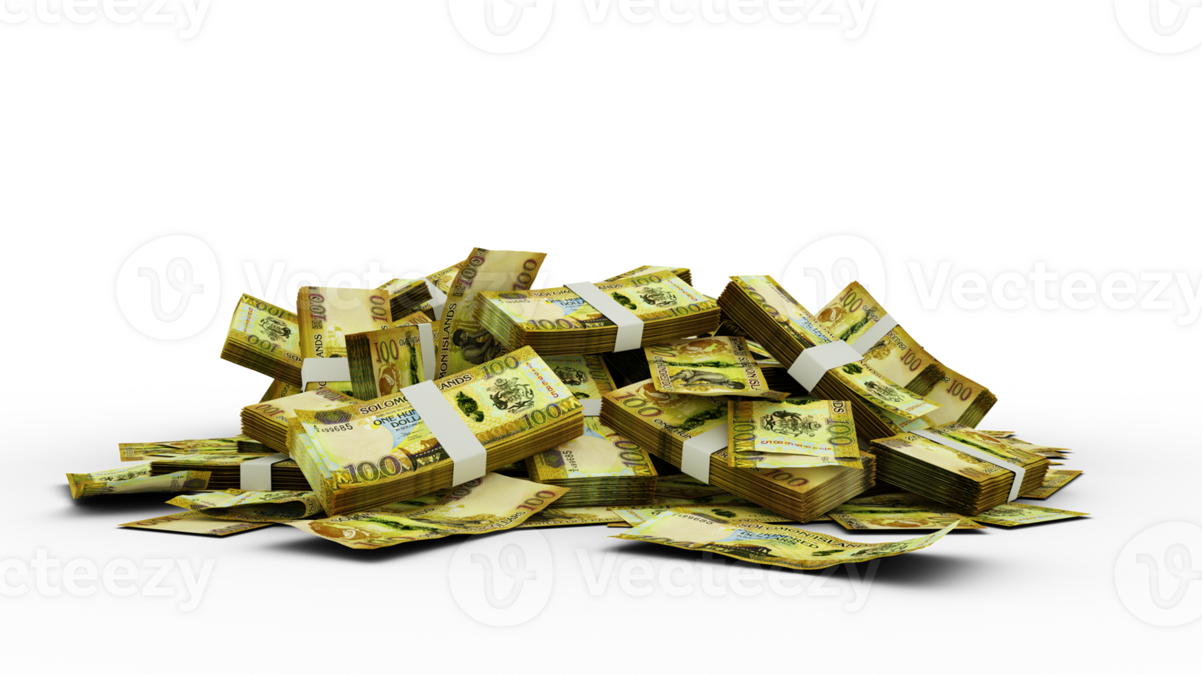 3D Stack of 100 Solomon Islands Dollar notes png