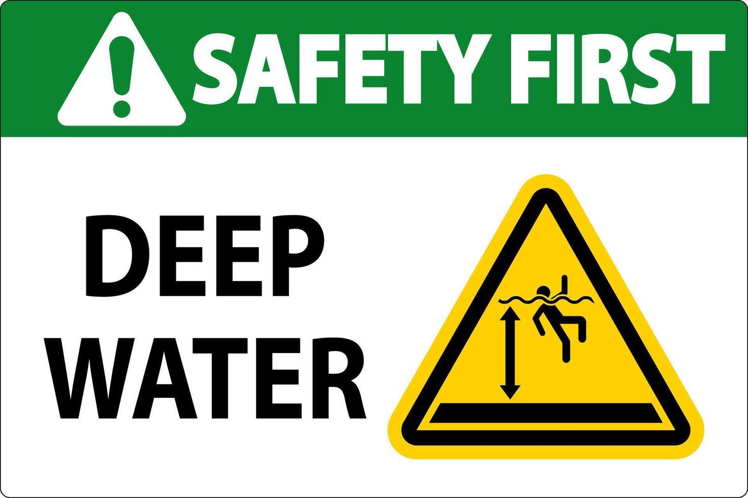 Safety First Sign Deep Water vector