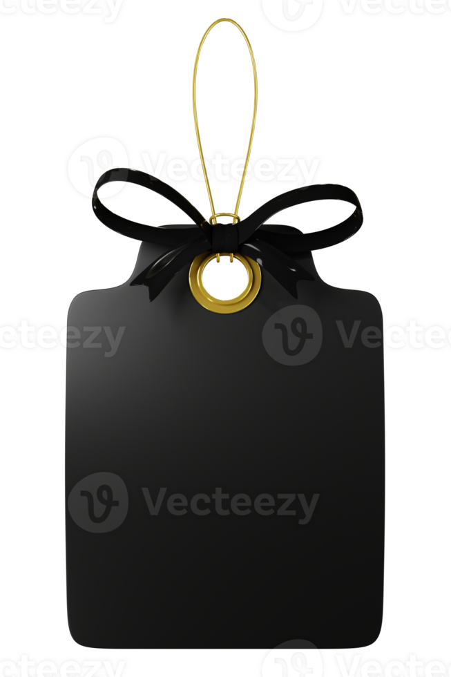 Black friday sale tag with Black bow. 3d render png