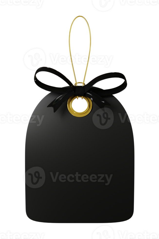 Black friday sale tag with Black bow. 3d render png