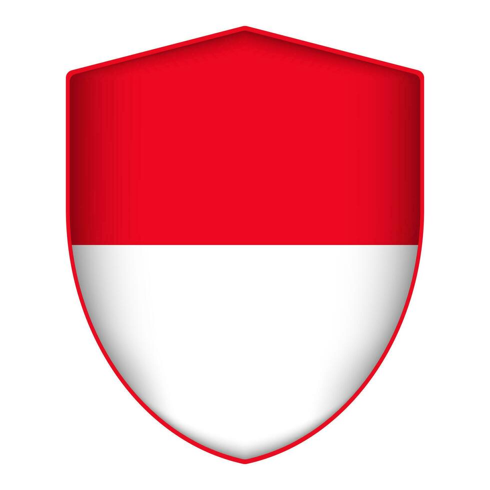 Monaco flag in shield shape. Vector illustration.