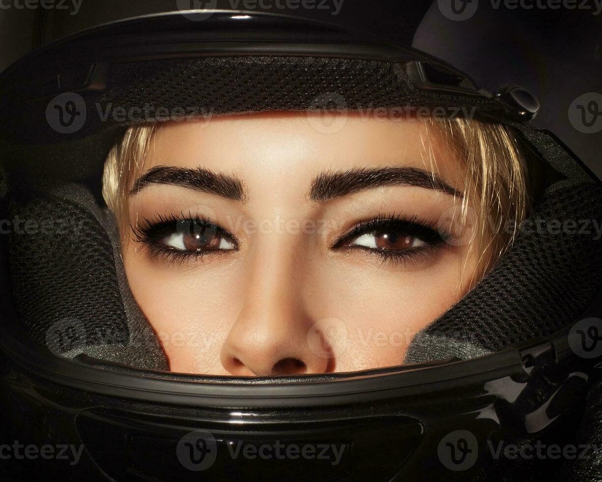 Beautiful biker woman photo