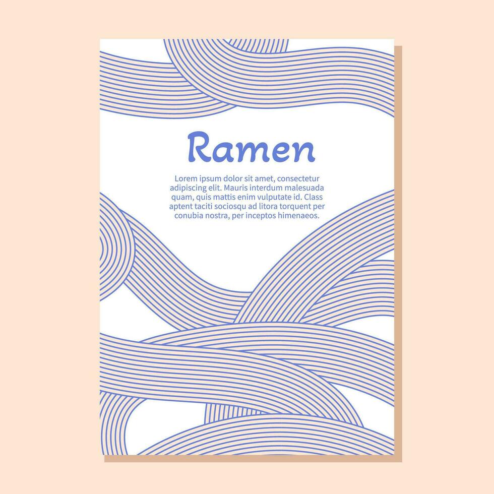 ramen fideos ligero azul textura póster modelo. japonés, chino ondulado antecedentes. italiano espaguetis, macarrones ilustración vector