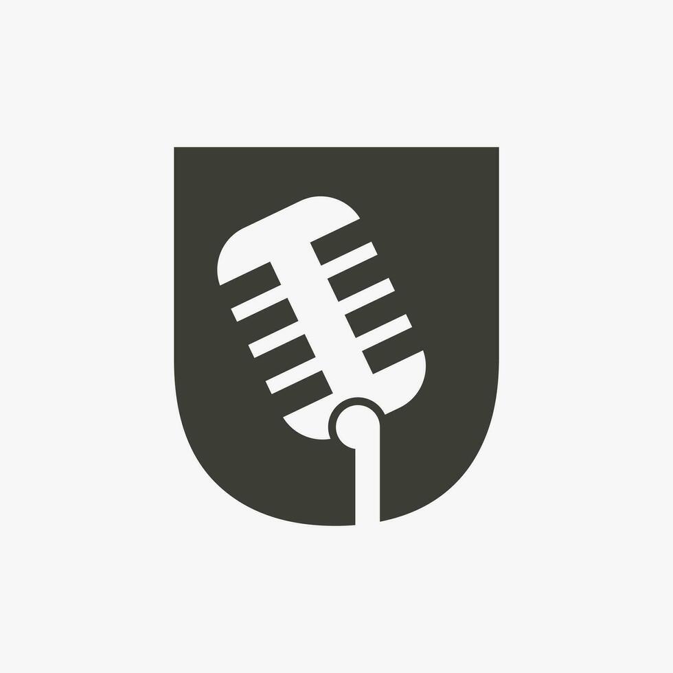 Letter U Podcast Logo. Music Symbol Vector Template