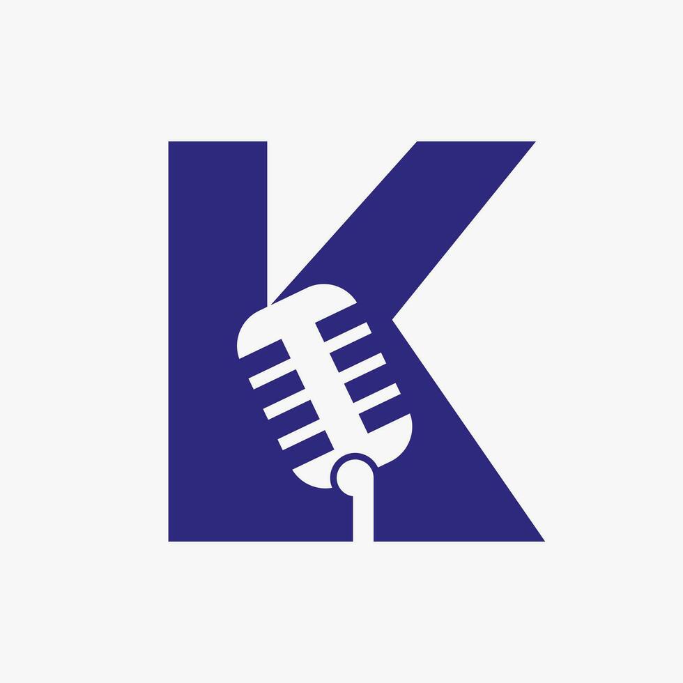 Letter K Podcast Logo. Music Symbol Vector Template