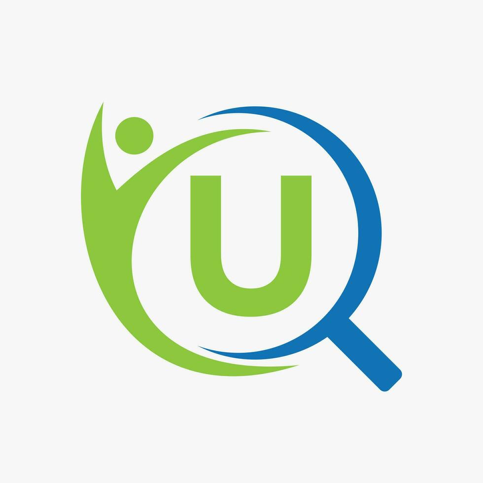 Letter U Search and Heathcare Logo Design. Community Finder Logo Symbol vector