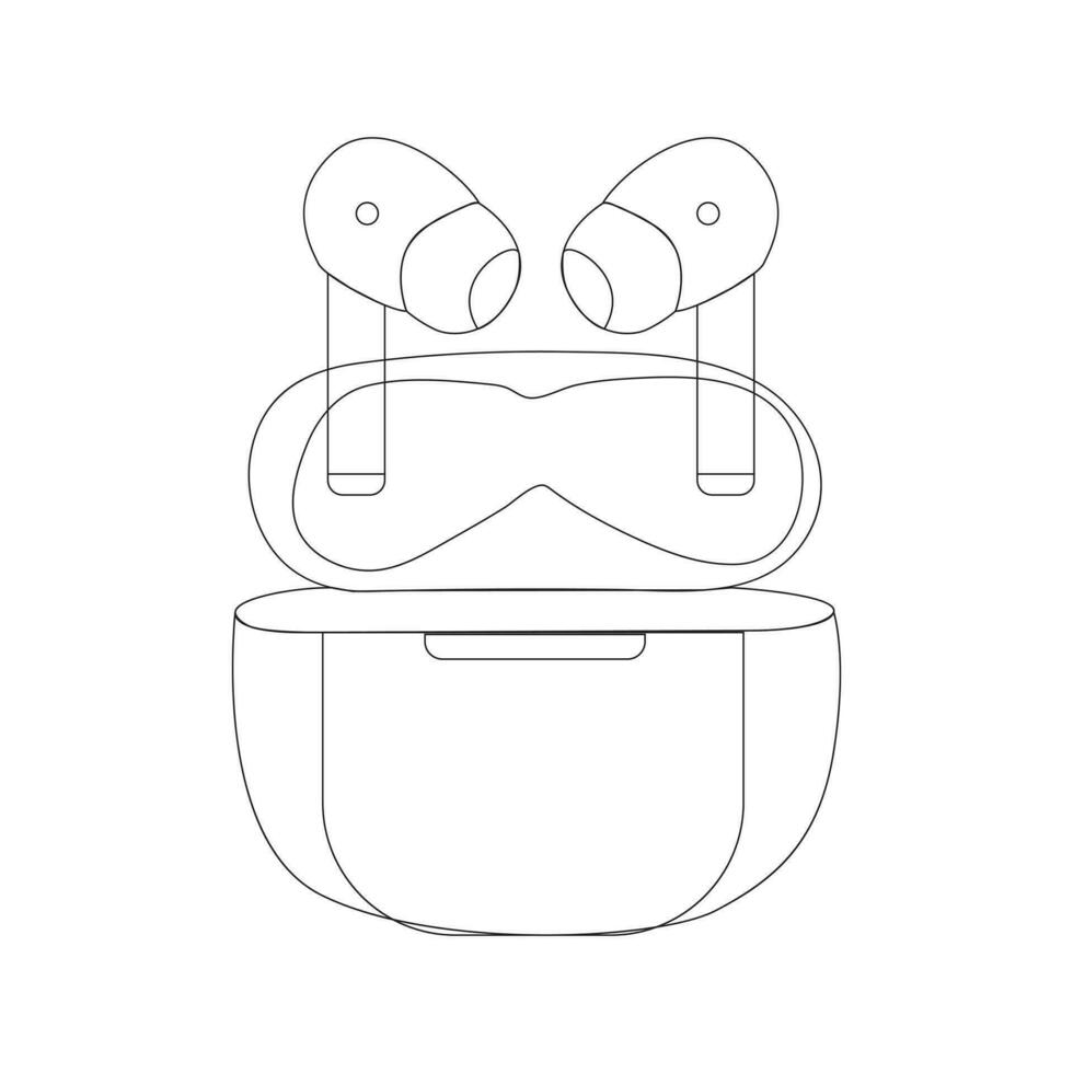 Thin vector icon of AirPods wireless headphones for apps and websites
