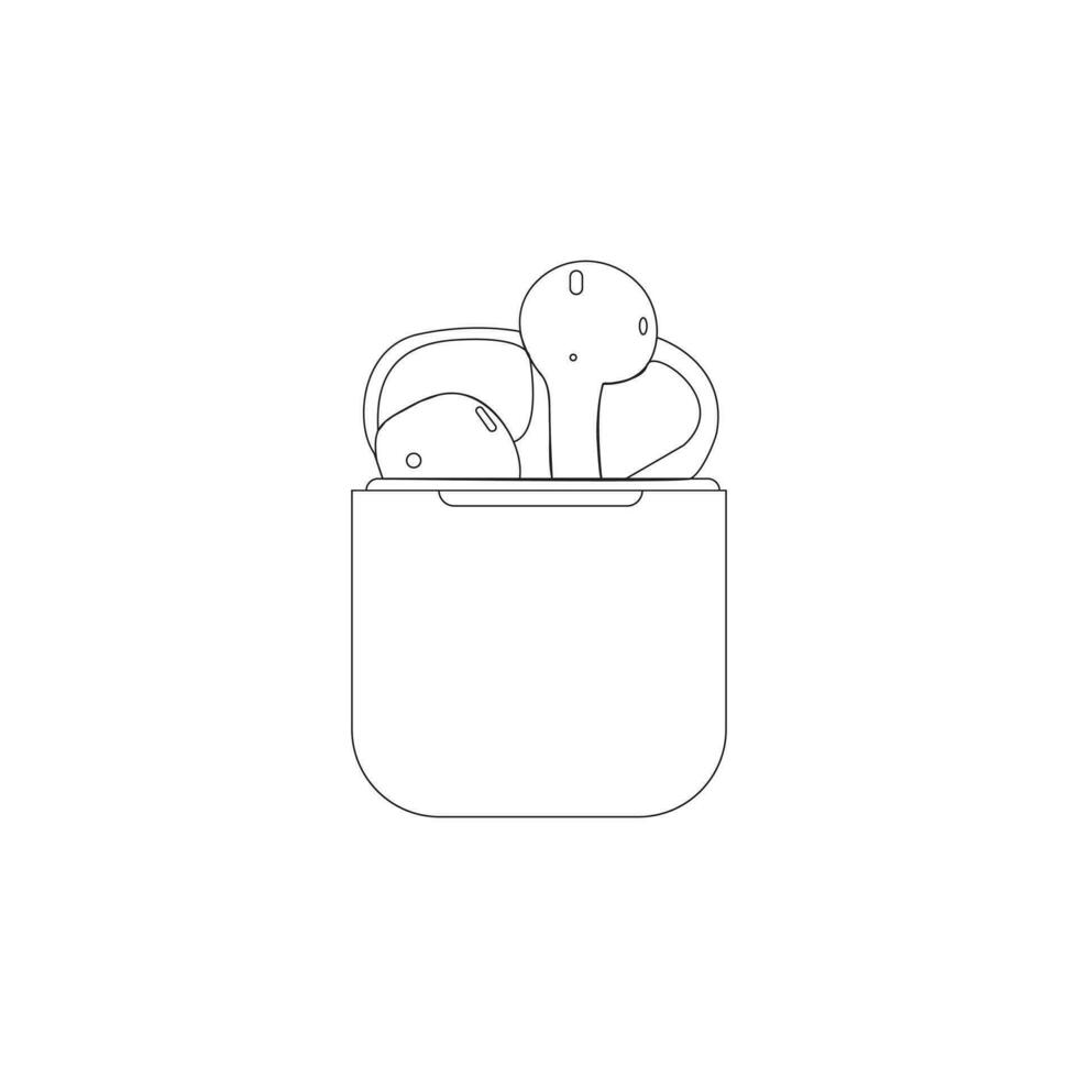 Thin vector icon of AirPods wireless headphones for apps and websites