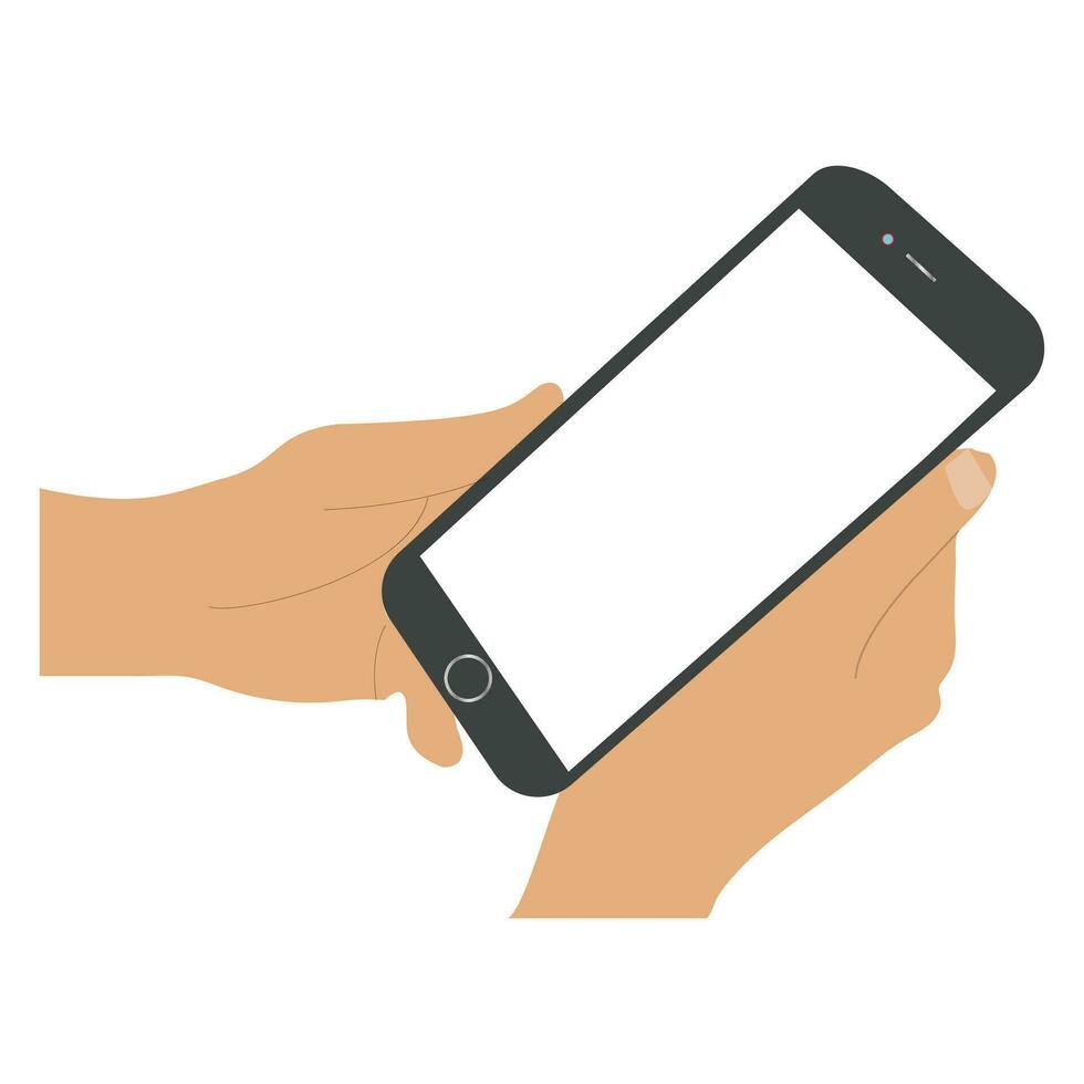 hand holding a mobile phone vector illustration