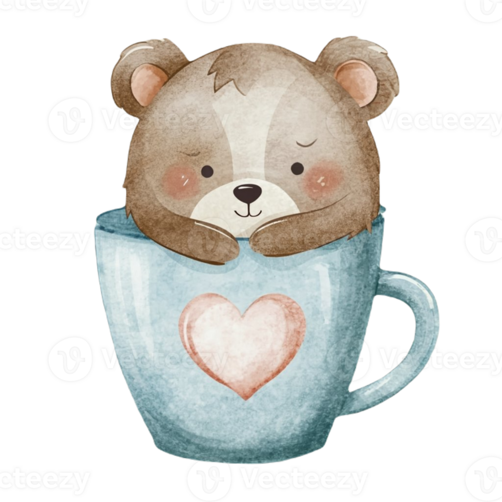 Bear Lying In A Coffee Mug  AI Generative png