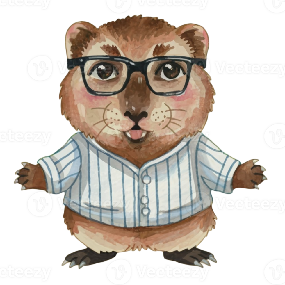 Groundhog Wear Glasses And Wearing A Baseball Uniform  AI Generative png