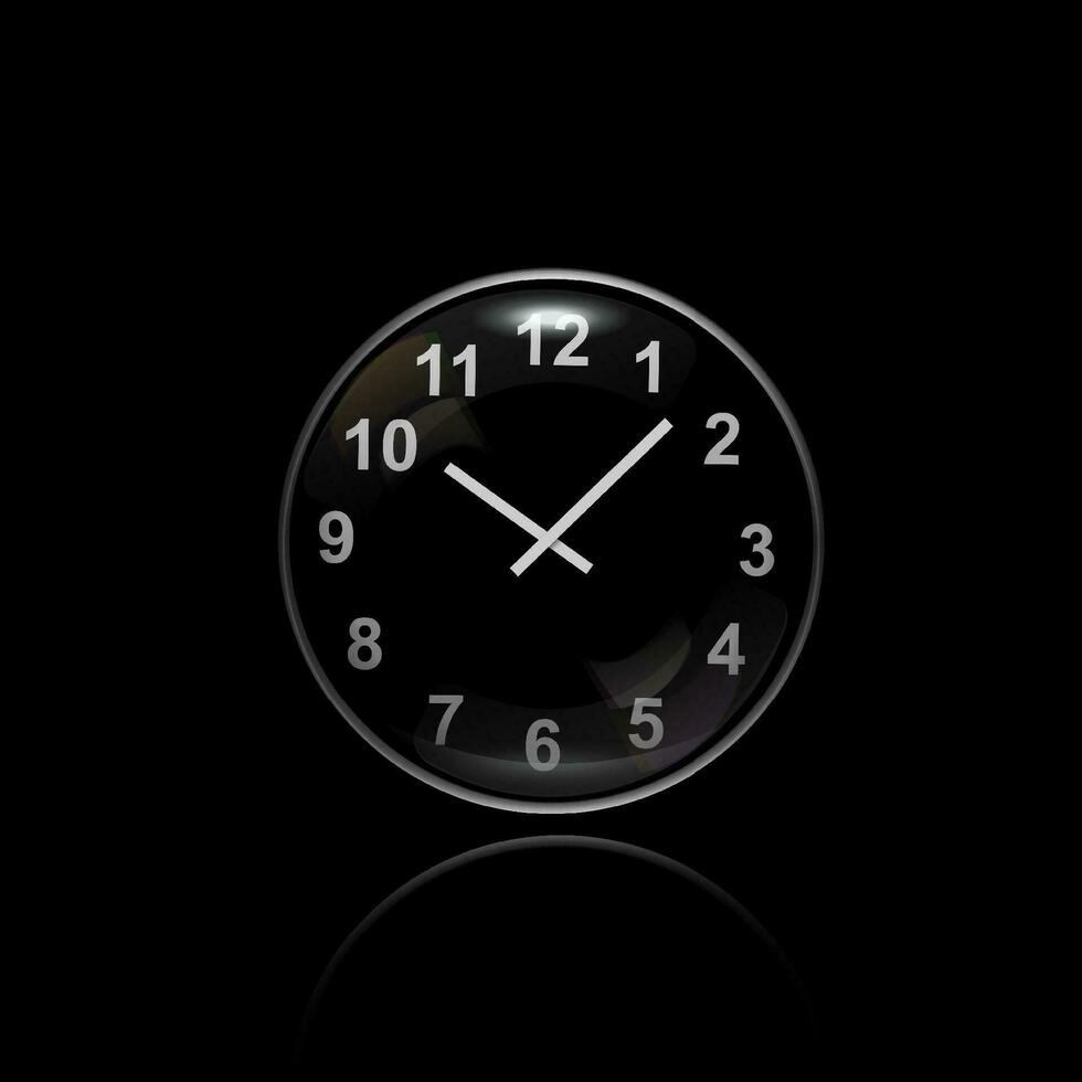 Round clock. Vector illustration on black background