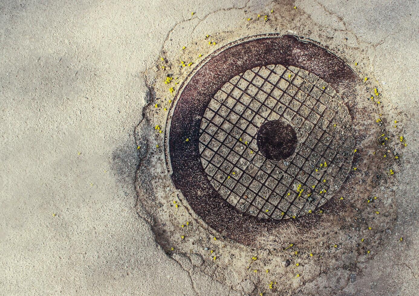 background of the sewer manhole texture photo
