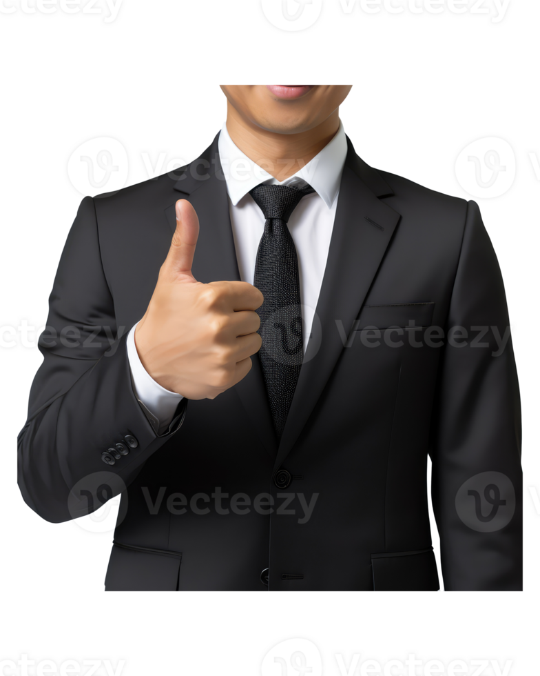 close up shot of a man in a suit, making the ok sign . AI Generated png