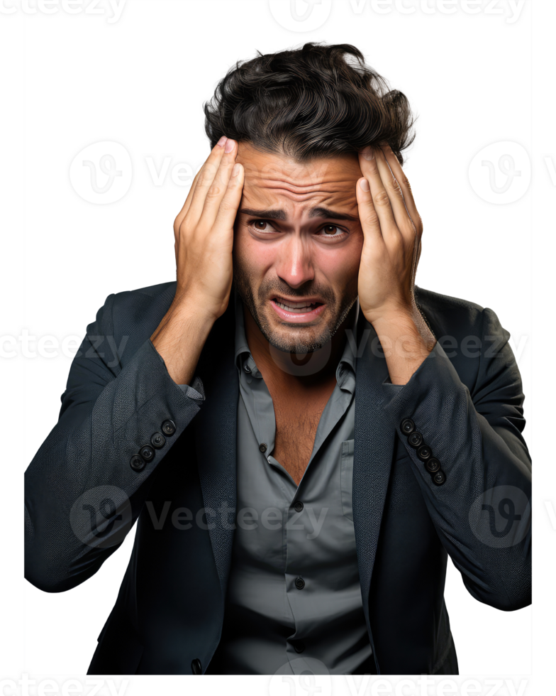 young male emoting frustration . AI Generated png