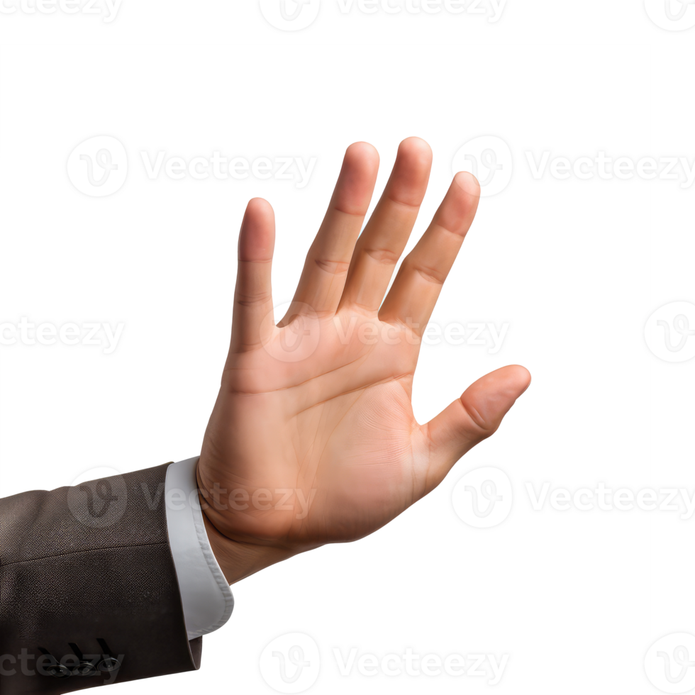 closeup portrait of business man with suit, gesturing stop with hands . AI Generated png