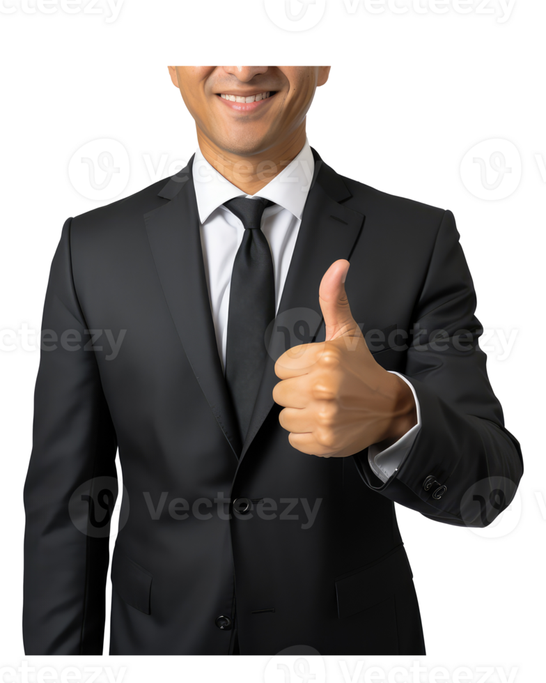 close up shot of a man in a suit, making the ok sign . AI Generated png