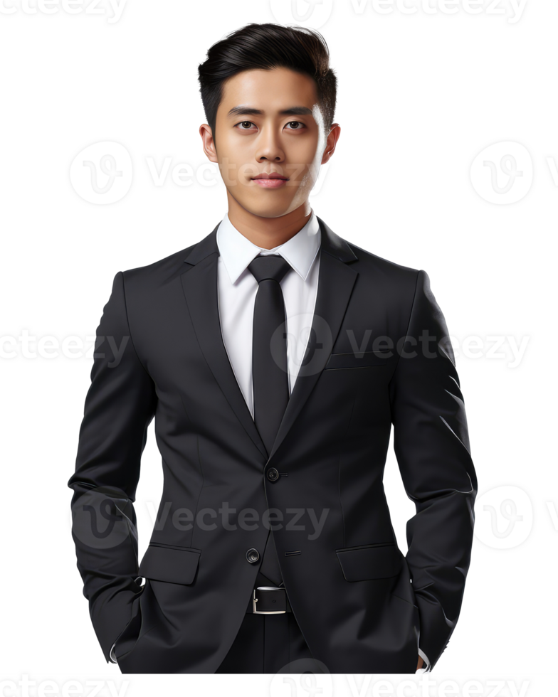 Young Asian man in a suit is happy . AI Generated png