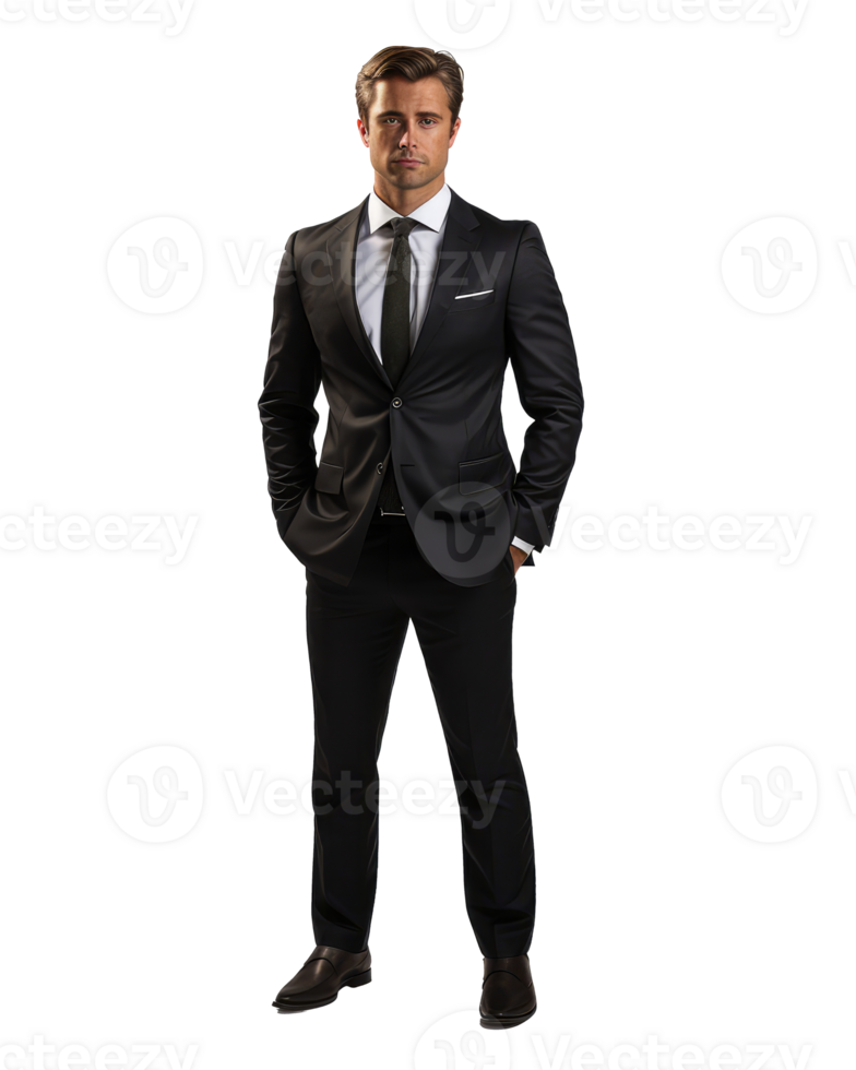full body view of a 30 years old young handsome business man with an upset expression on his face . AI Generated png