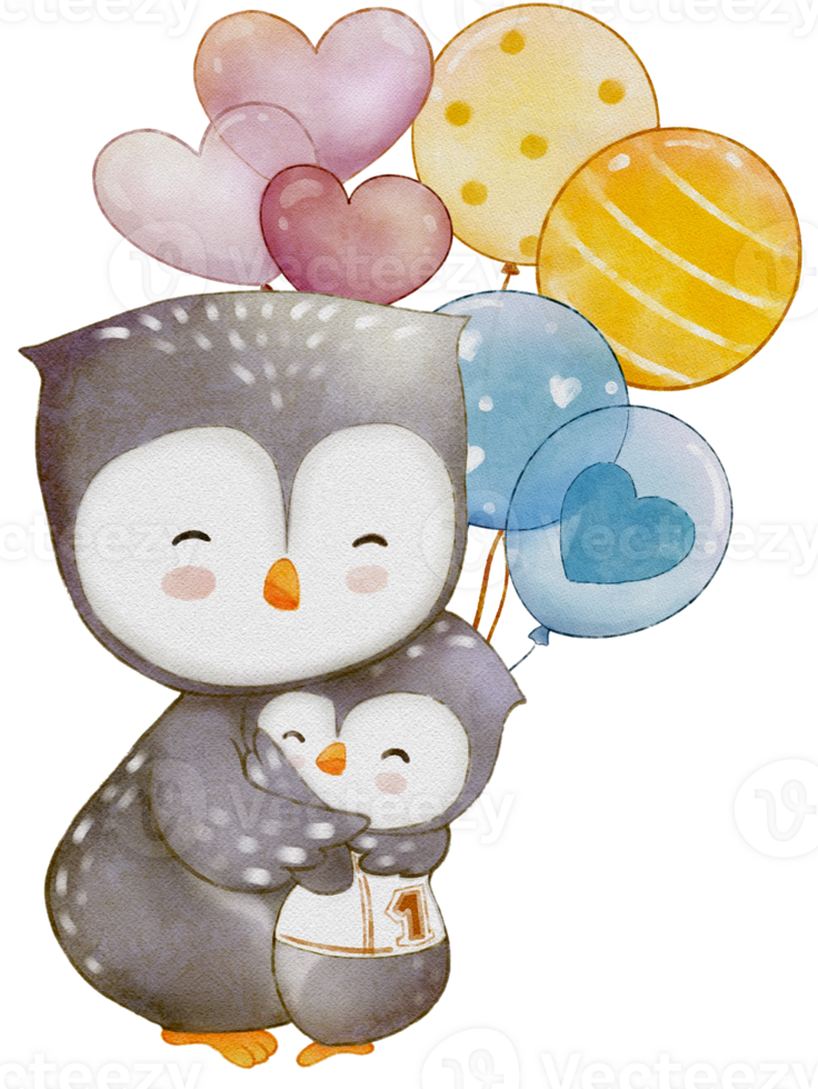 Watercolor Cartoons character cute animals mother day clipart graphics hand printing png