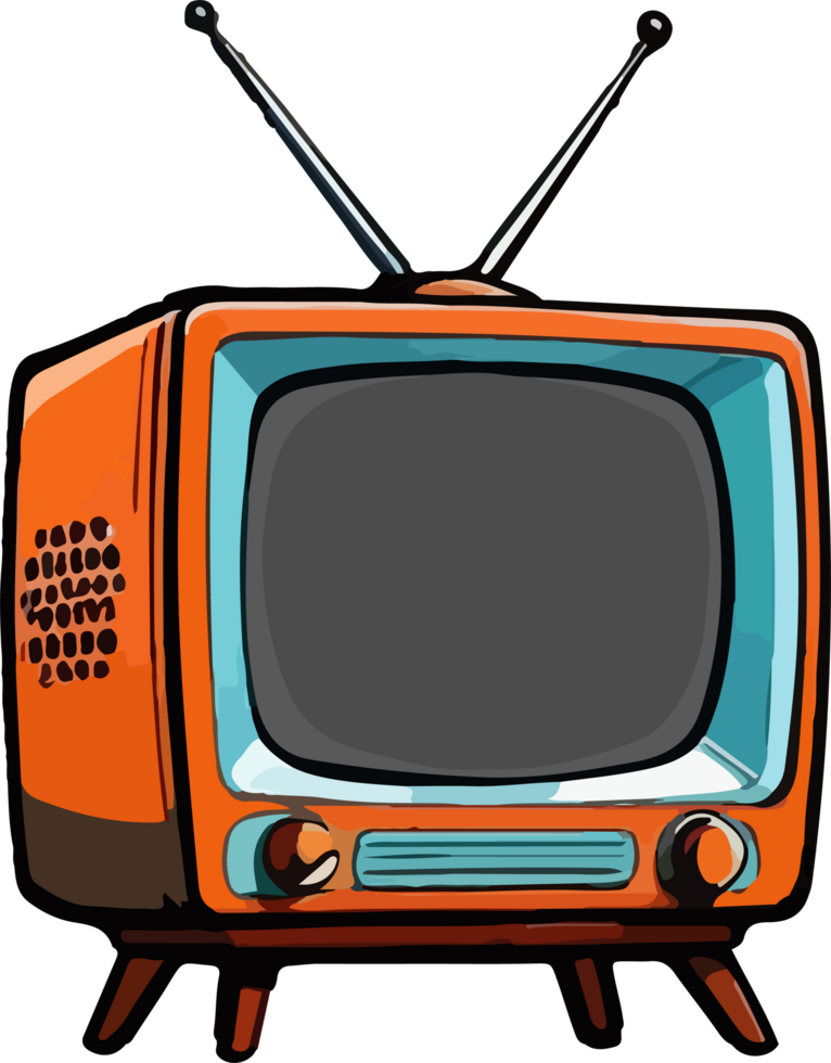 Old Television Cartoon Clip Art AI Generative png