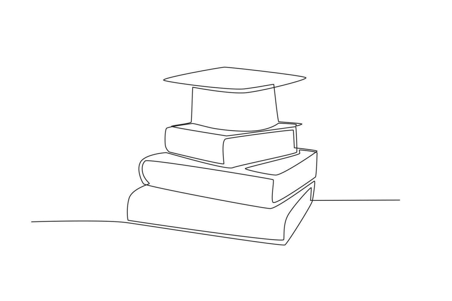 A stack of books and a graduation cap vector