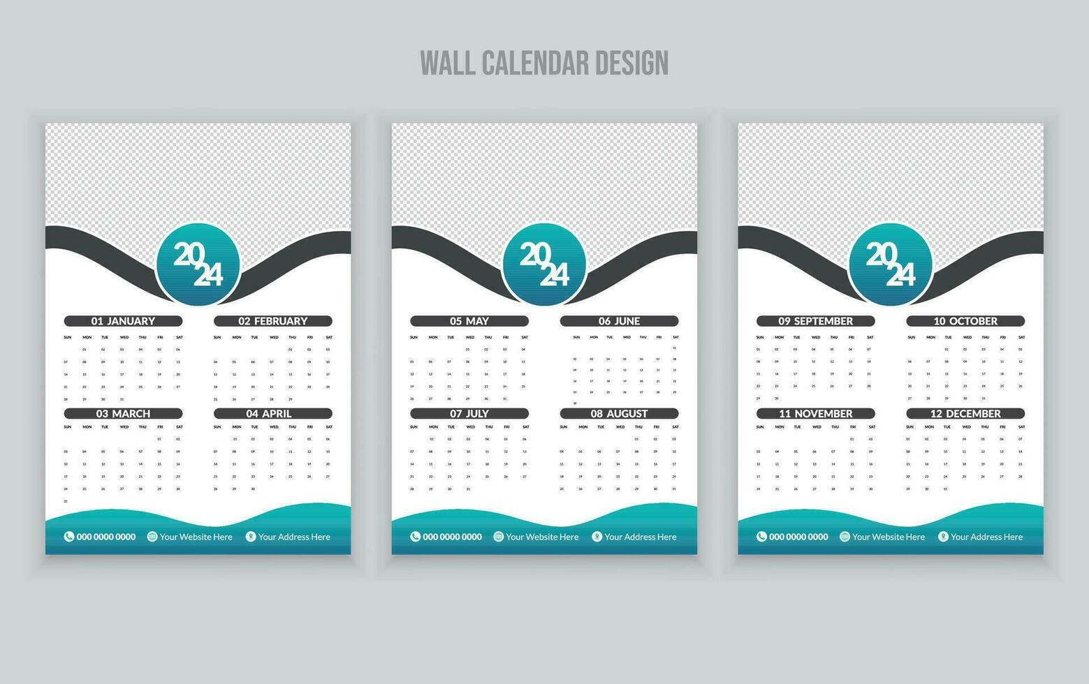 corporativo negocio pared calendario 2024 vector