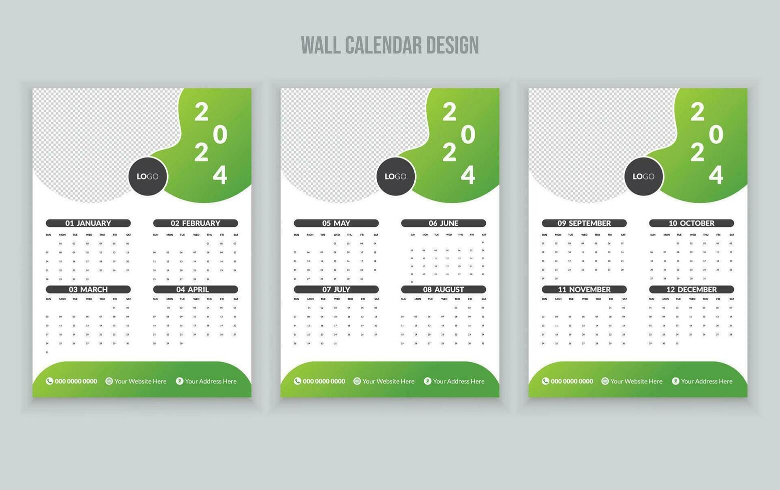 corporativo negocio pared calendario 2024 vector