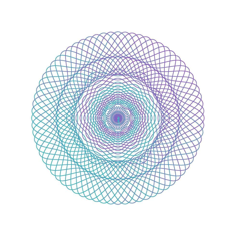 Round Watermark rosette. Guilloche circle element. Digital watermark for Security Papers for protective layer for certificate, voucher, banknote, play money, currency, note, check, ticket, Vector