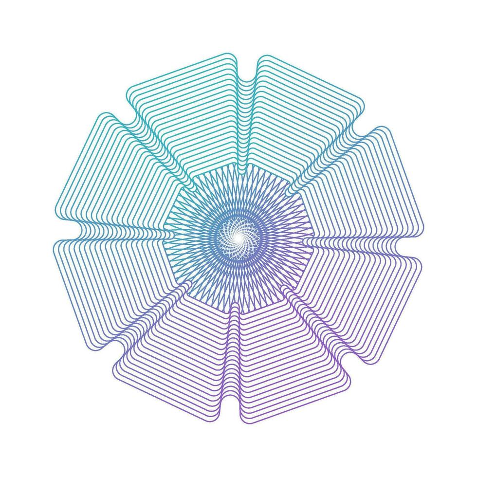Watermark decorative single element. Round Guilloche rosette element. Digital watermark for Security Papers as protective layer for certificate, voucher, banknote, play money design, currency. vector