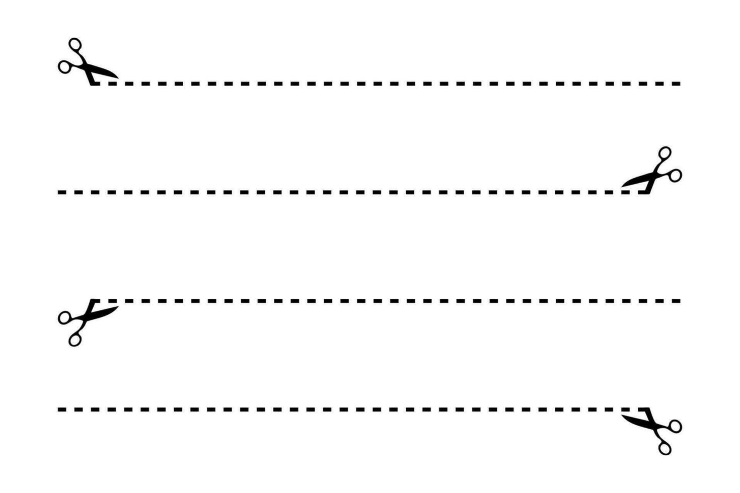 Vector scissors icon, dotted lines with scissors symbols, cutting line with scissors.