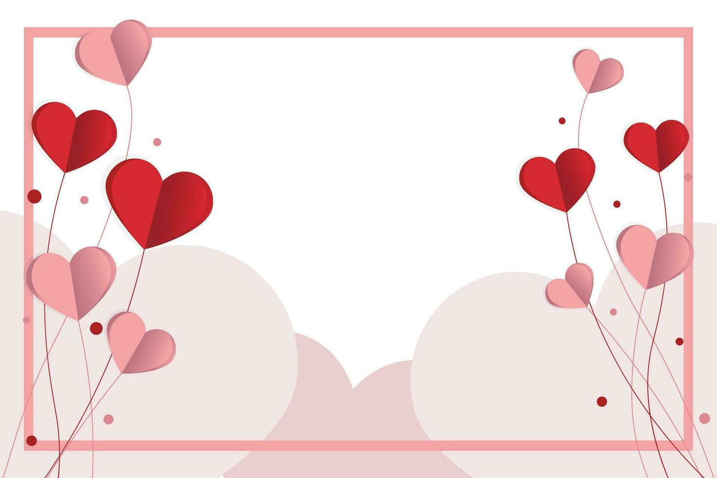 14 february, happy valentine day creative love composition of the hearts, papercraft vector