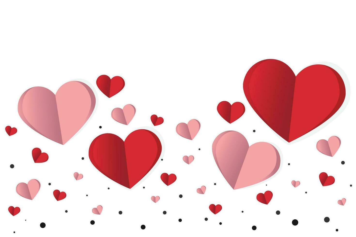 14 febrero, contento enamorado día creativo amor composición de el corazones, papercraft vector