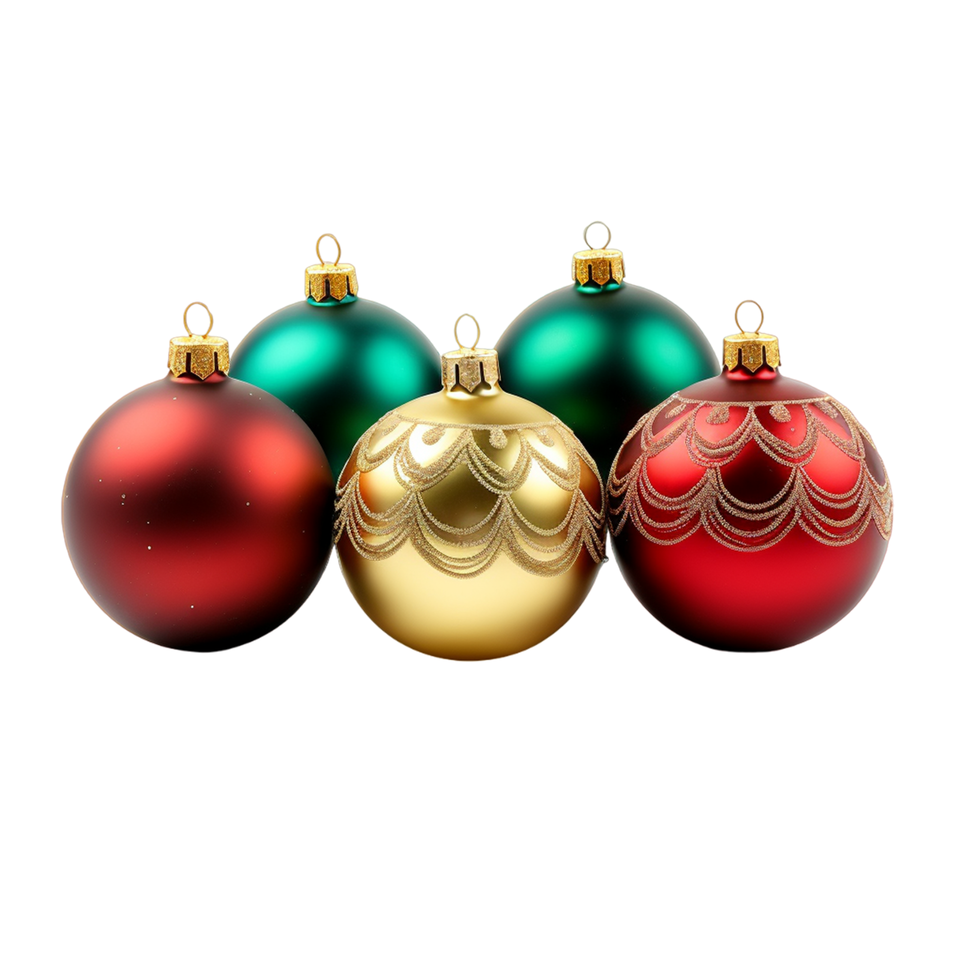 Green and red Christmas ornaments ai generative 34416063 PNG