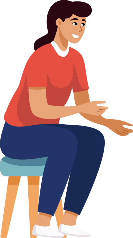 Happy Young Woman Talking Conversation with a Friend, Flat Style Illustration. png
