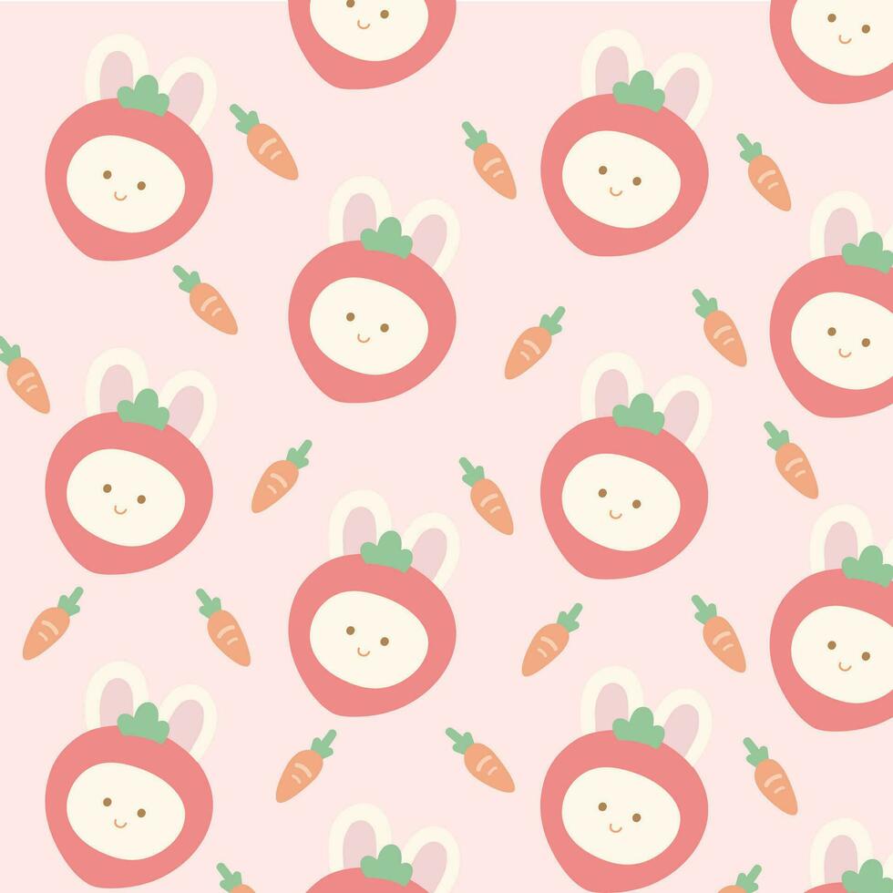 seamless pattern with bunnies and carrots vector