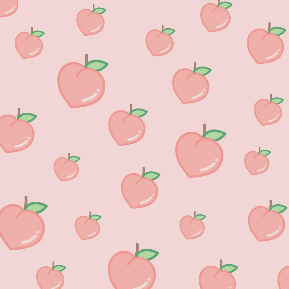 seamless pattern with peach on pink background vector
