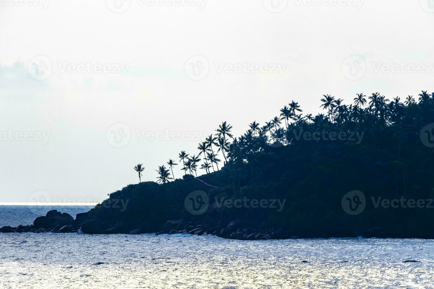 Beautiful paradise tropical beach waves palms Mirissa Beach Sri Lanka. photo