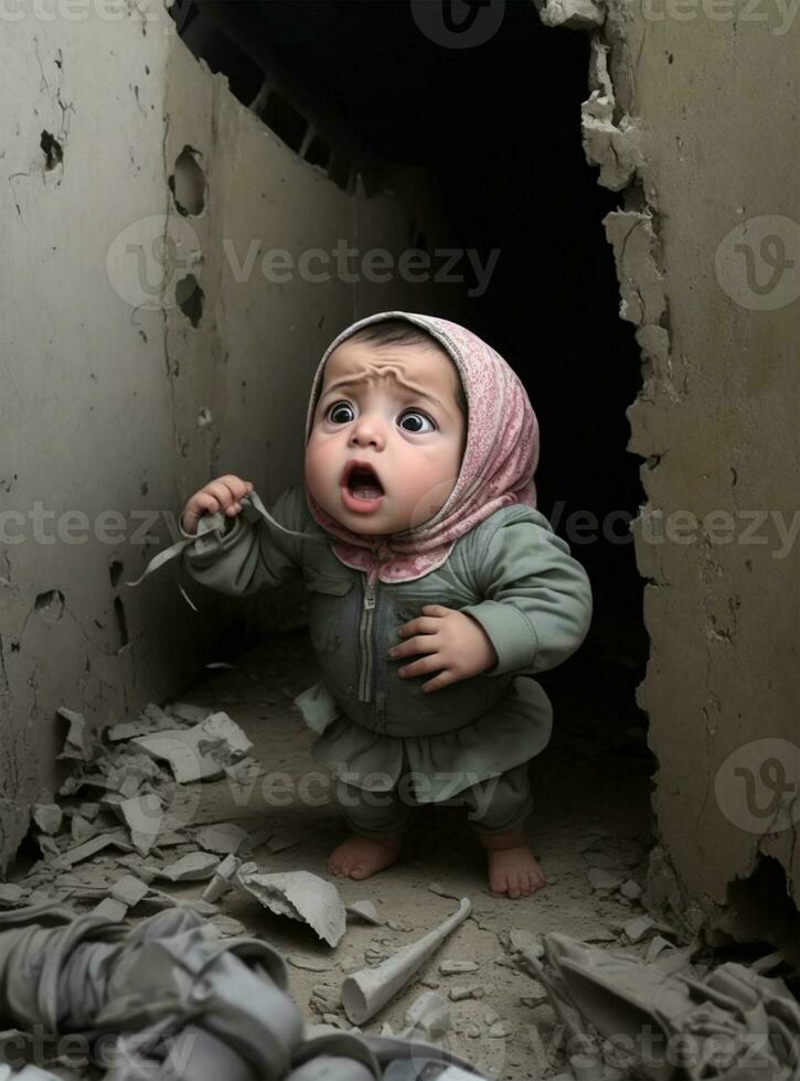 Little Child Afraid When Blast photo